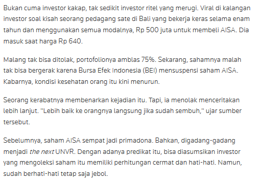 Korban Saham AISA