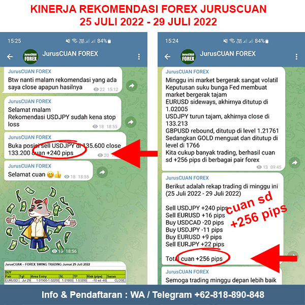 Kinerja Rekomendasi Forex JurusCUAN Periode 25 Juli 2022 - 29 Juli 2022