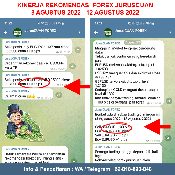 Kinerja Rekomendasi Forex JurusCUAN Periode 8 Agustus 2022 - 12 Agustus 2022