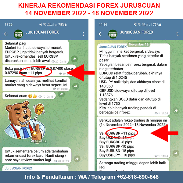 Kinerja Rekomendasi Forex JurusCUAN Periode 14 November 2022 - 18 November 2022