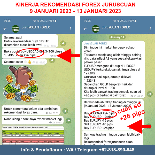 Kinerja Rekomendasi Forex JurusCUAN Periode 9 Januari 2023 - 13 Januari 2023