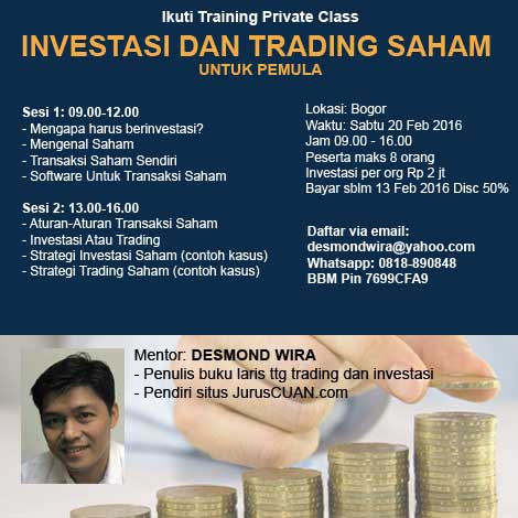 Training Investasi Dan Trading Saham Untuk Pemula 20 Februari 2016